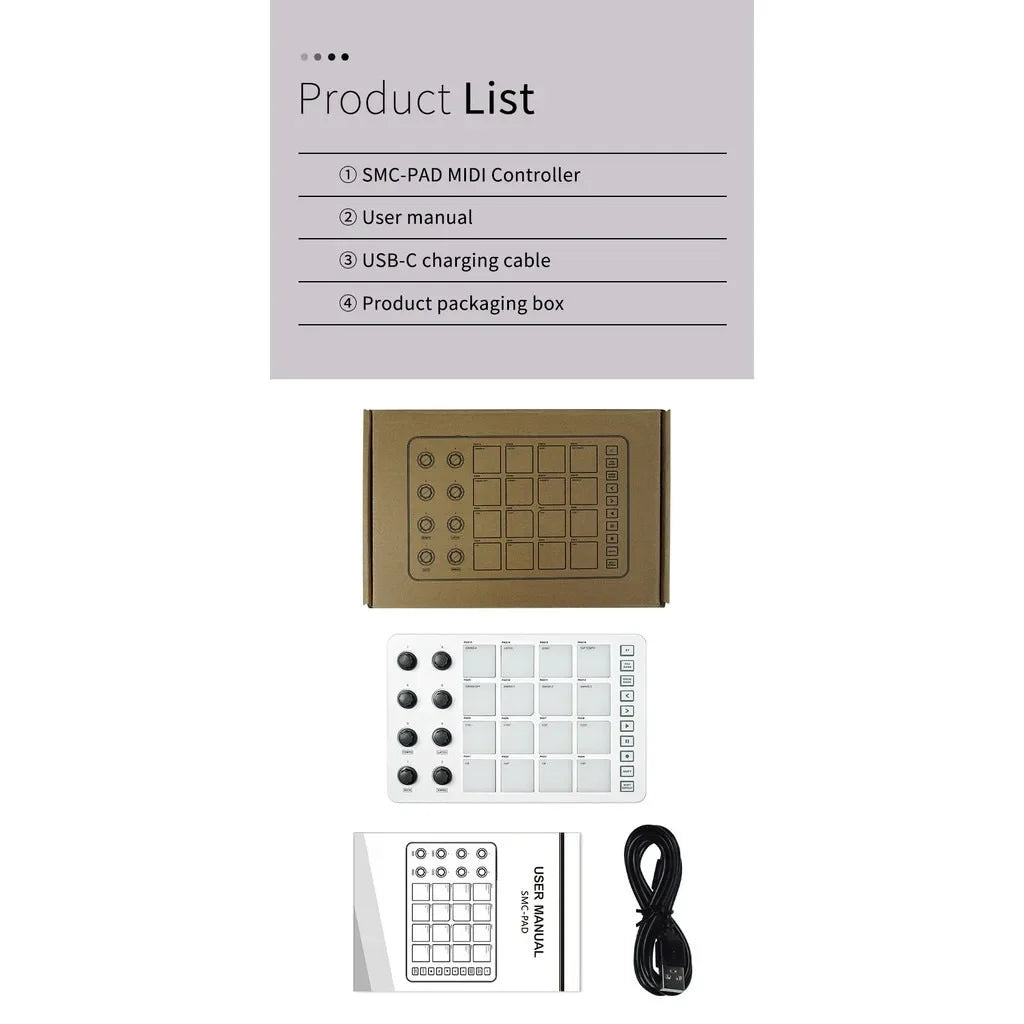 M-VAVE SMC-PAD LaunchPad USB-C Wireless MIDI Controller