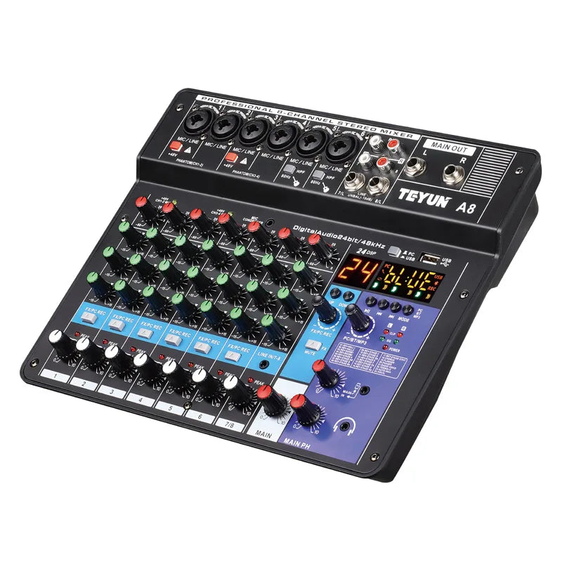 TEYUN 8-channel Professional Portable Mixer Sound