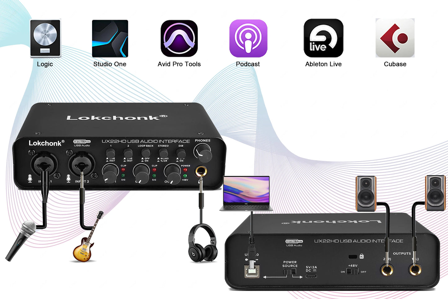 UX22 Audio Interface Sound Card 24-bit/192KHz