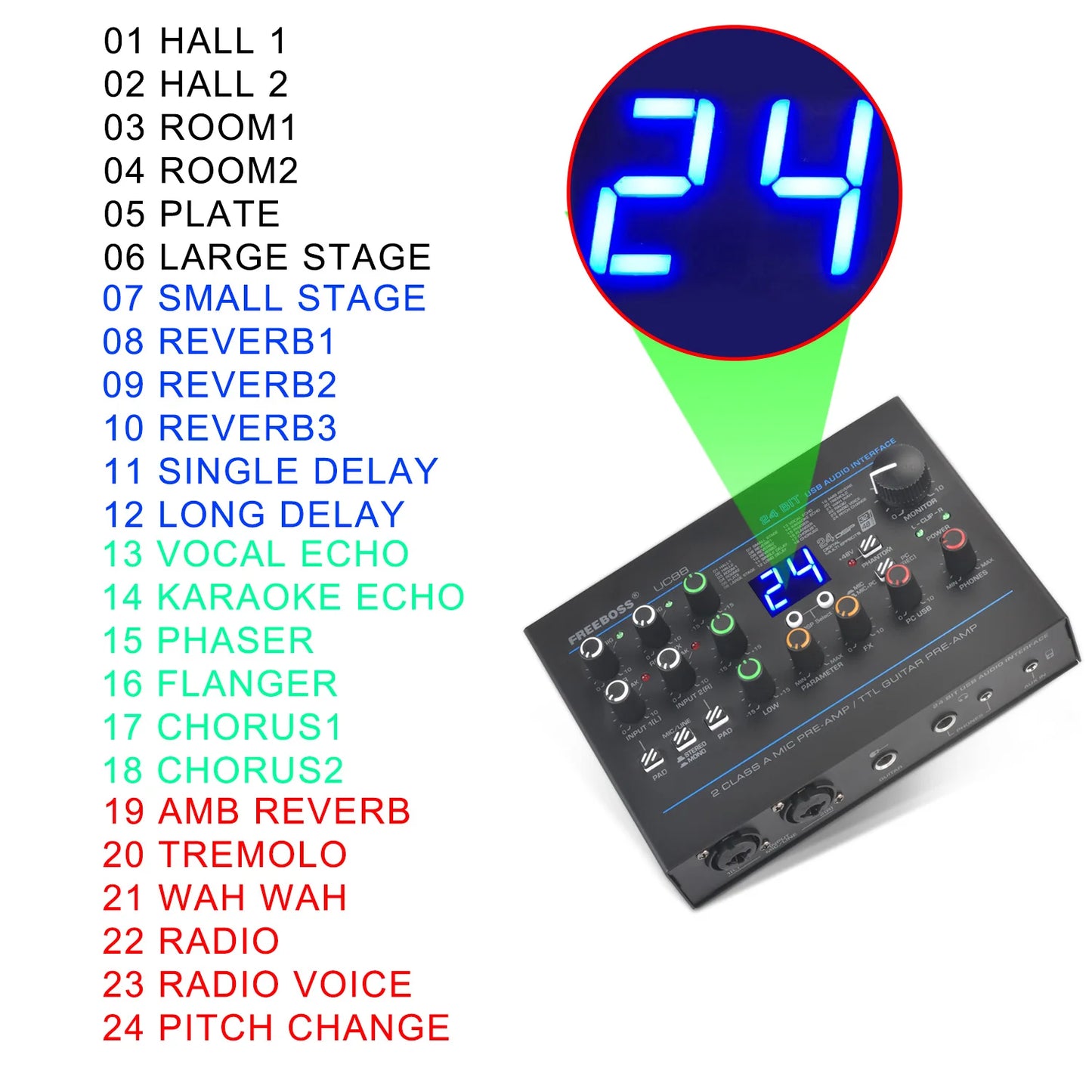 Freeboss 24 Digital Effect External Sound Card