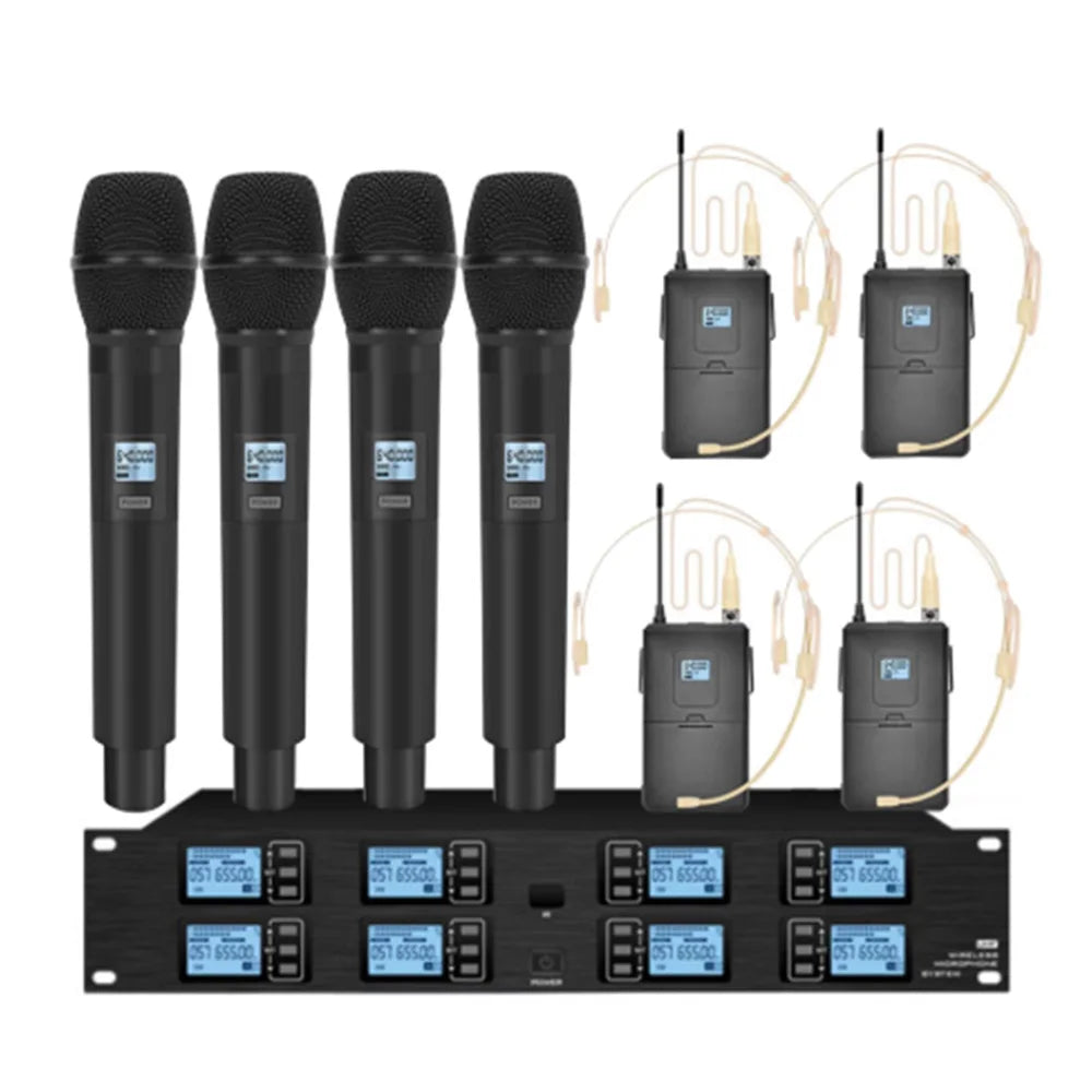 Professional UHF wireless microphone system 8 channel