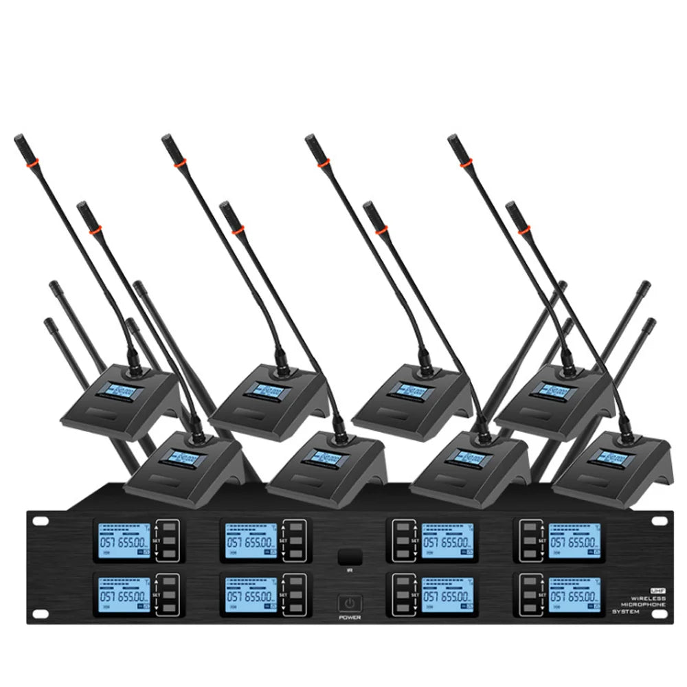 Professional UHF wireless microphone system 8 channel